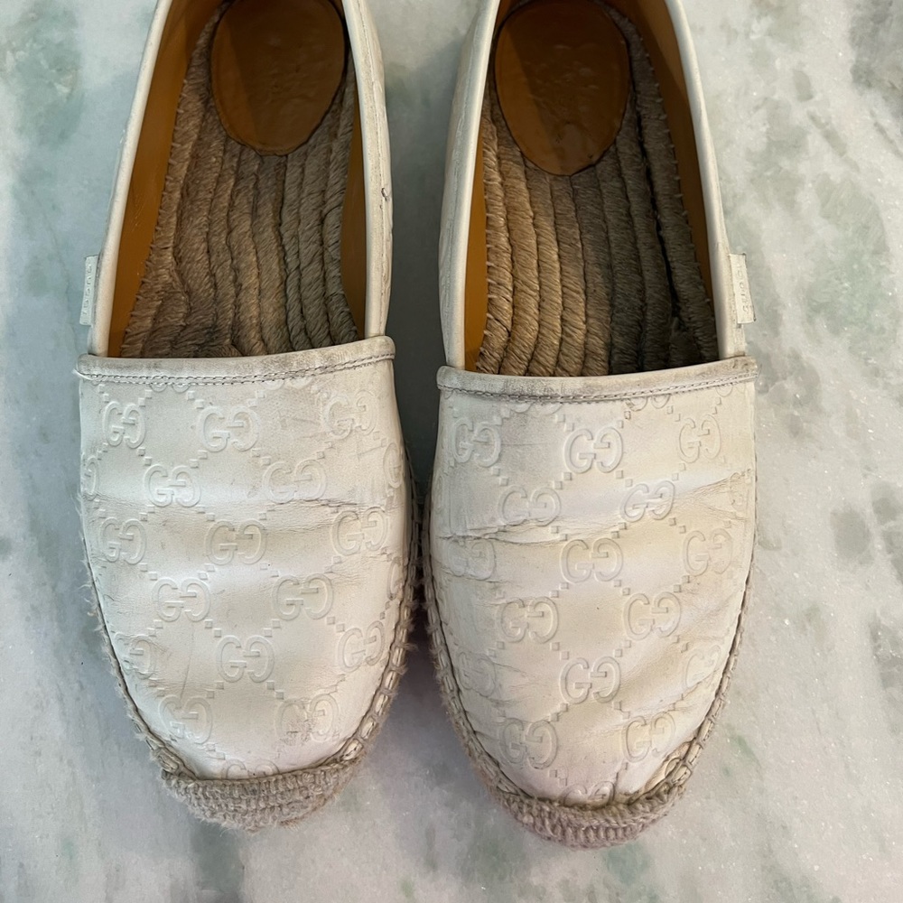 GUCCI GG CANVAS & LEATHER ESPADRILLE
